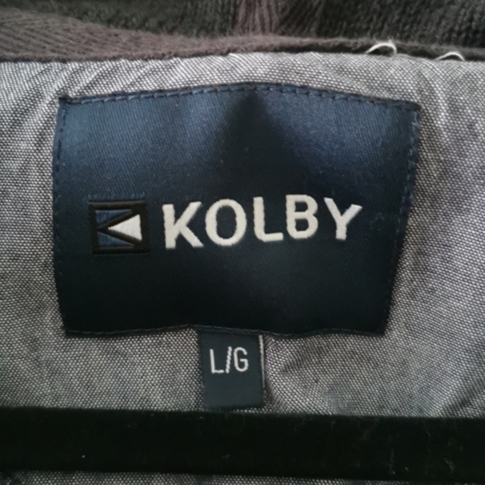 Mens KOLBY gray knit pullover hoodie henley preppy sweater/pockets. Size Large - Picture 4 of 8